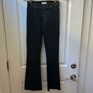 DL 1961 black leather coated bootcut jeans